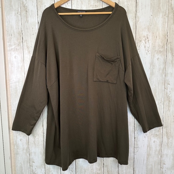 Eileen Fisher Tops - EILEEN FISHER Tunic Womens 3X Stretch Tencel Fleece Made in USA Drop sleeve Soft